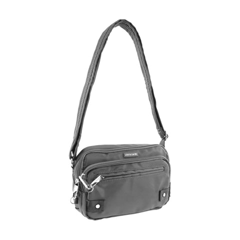 Pierre Cardin Nylon Anti-Theft Cross Body Bag Locking Strap RFID Blocking Grey