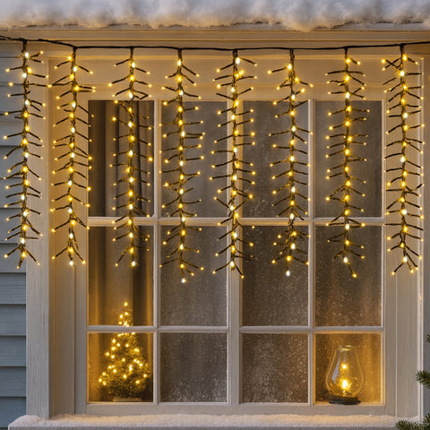 Lexi Lighting Waterfall Cluster Icicle Christmas Lights Warm White