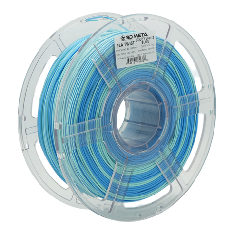 3D META Twist PLA 3D Printing Filament - Blue / Light Blue