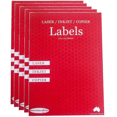 Stock Forms 2UP Inkjet Laser Labels A4 Fluoro  100 Sheets Pack of 5 (Green)