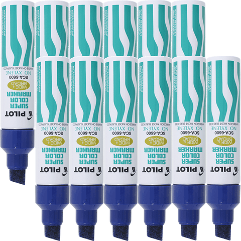 Pilot SCA6600 Box 12 Jumbo Marker Chisel Broad Thich Tip Nib 10mm (Blue)