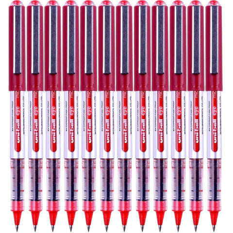 Uni-Ball UB150 Eye Liquid Ink Rollerball Pen Micro 0.5mm Red Box 12