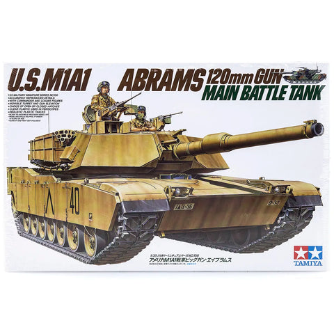 Tamiya 1/35 U.S. M1A1 Abrams Tank with 120mm Main Gun Scaled Plastic Model Kit
