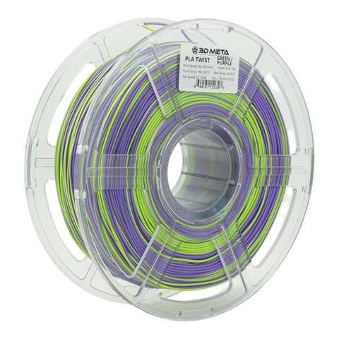 3D META Twist PLA 3D Printing Filament - Green / Purple