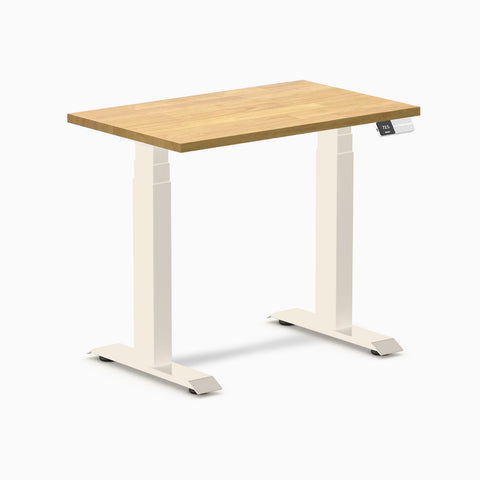 Desky Dual Mini Rubberwood Sit Stand Desk 80cm Light Oak Desktop and Wheat Frame