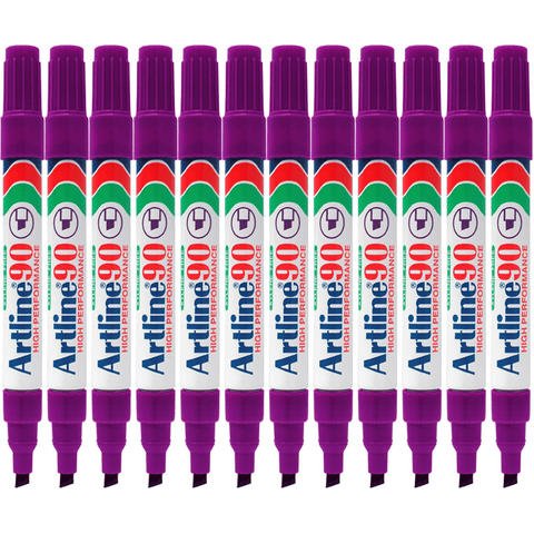 Artline 90 Box 12 Permanent Marker Chisel Tip 2-5mm (Purple)