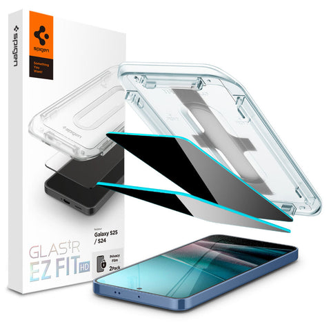 SPIGEN EZ Fit Privacy 2PCS Glass Screen Protector for Galaxy S25/S24 (Black)