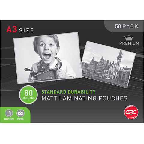 GBC Laminating Pouches Matte Frost 80 Micron A3 (Clear) [Pack 5]