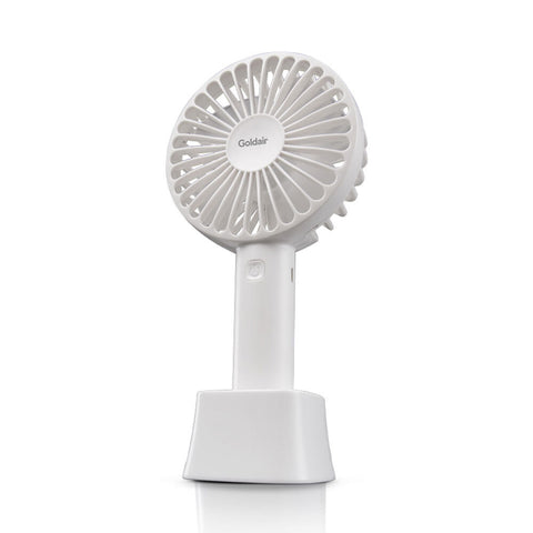 Goldair USB Rechargeable Mini Handheld Portable Fan 2000mAh Battery 10cm White