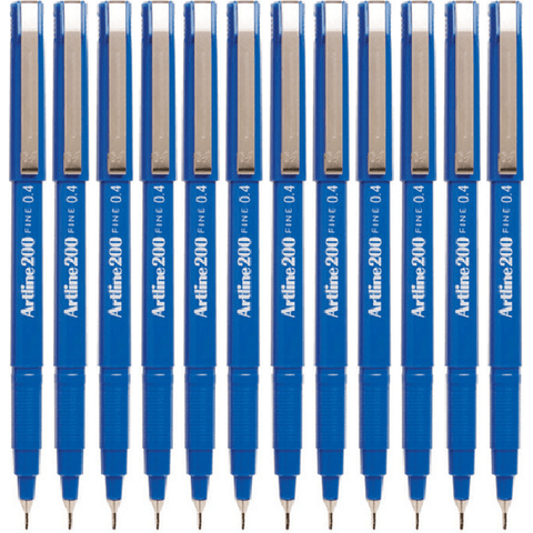 Artline Box 12 200 Fineliner Felt Tip Pen 0.4mm (Royal Blue)