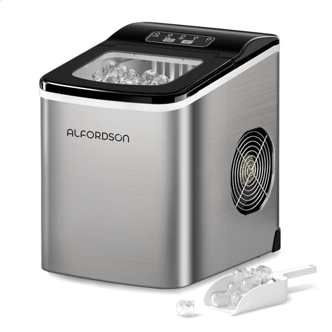 ALFORDSON Portable Ice Maker Machine Commercial 12kg Ice Cube Tray 2.2L (Silver)