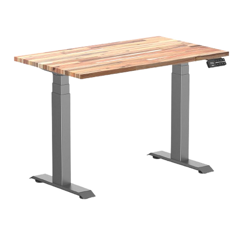 Desky Dual Mini Hardwood Sit Stand Desk 80cm Acacia Desktop and Space Grey Frame