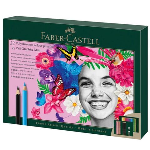 Faber-Castell 40pc Polychromos and Pitt Graphite Matt Pencils Gift Set