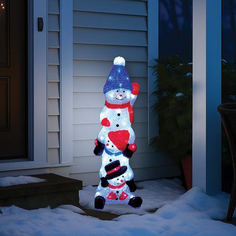 Lexi Lighting Acrylic Cheeky Stack of 3 Snowmen Christmas Lights