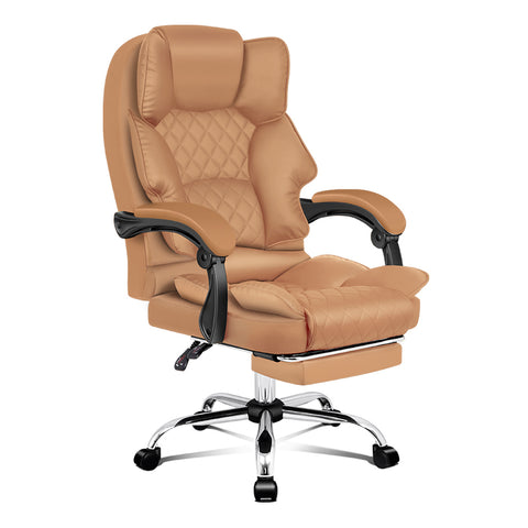 ALFORDSON Office Chair Executive Computer PU Leather Seat Recliner (Brown)