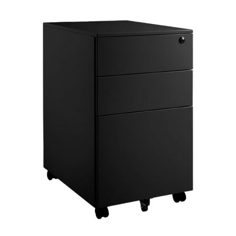 Desky GO Slimline Steel Mobile Pedestal - Black