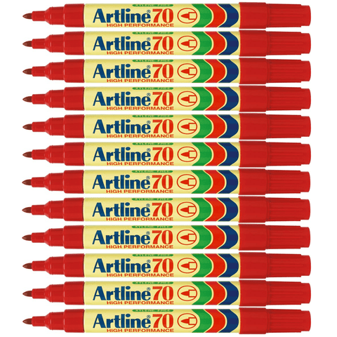 Artline 70 Box 12 Permanent Marker 1.5mm Bullet Tip (Red)
