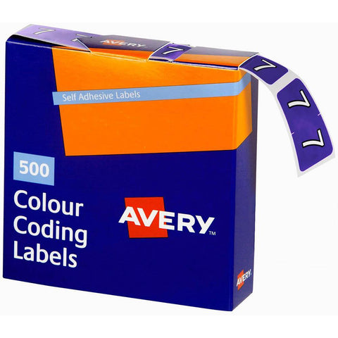 Avery 43247 Label Side Tab Year Code 7 25x38mm Purple Pack 500