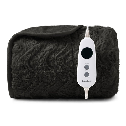 Dreamaker 500gsm Faux Fur Electric Heated Throw Blanket [120x160cm] (Charcoal)