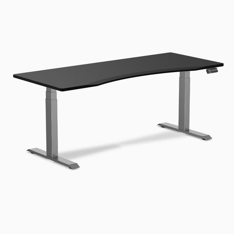 Desky Dual Ergo Edge Sit Stand Desk 180cm Black Desktop and Space Grey Frame