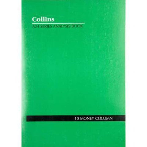 Collins Debden Collins A24 Series Analysis Book 10 Money Column Feint Ruled Stapled 24 Leaf A4 Green