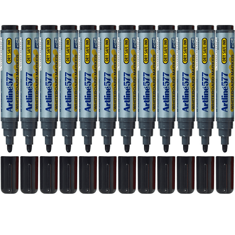 Artline 577 Whiteboard Marker 2mm Bullet Tip (Black) [Box 12]