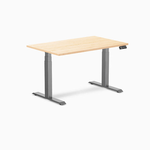 Desky Dual Hardwood Sit Stand Desk 120cm Maple Desktop and Space Grey Frame