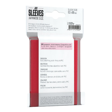 Gamegenic Just Sleeves Japanese Size (Red)