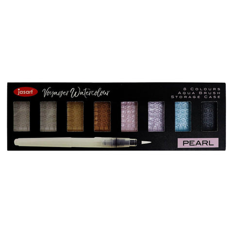 Jasart Voyager Art/Craft 8-Watercolour Painting Set with Brush Metallic Pearl