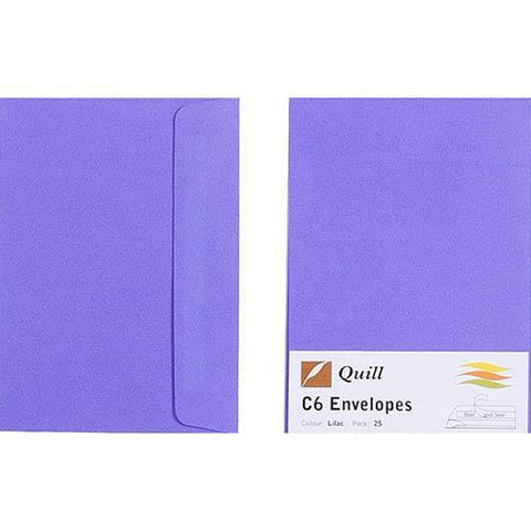Quill C6 Coloured Envelopes Pack 25 (Lilac)