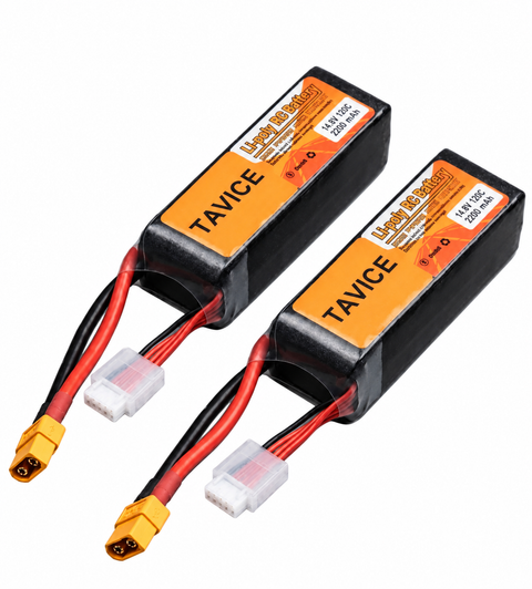 TAVICE 2 Pack 4S LiPo Battery 14.8V 2200mAh 120C with XT60 Connector Compatible with RC Drone, FPV, Quadcopter & Helicopter
