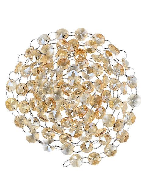 Christmas Warehouse - GARL1531 Champagne Ombre Faceted Crystal Simulant Radiant Garland | 1.8m Clear & Champagne