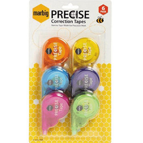 Marbig Precise Correction Tape White Out 4mmx8m [Pack 6]