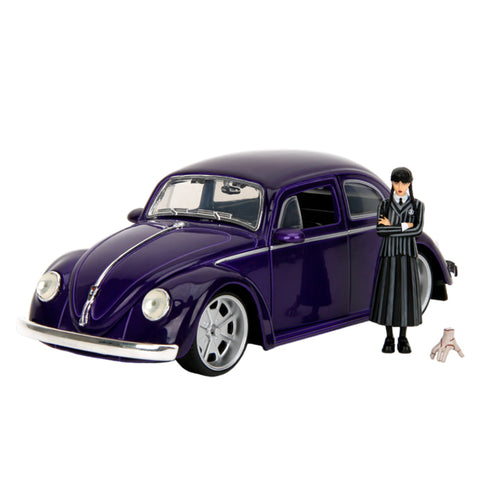 Jada 1:24 Scale Volkswagen Beetle With Wednesday Addams & Thing Diecast Model