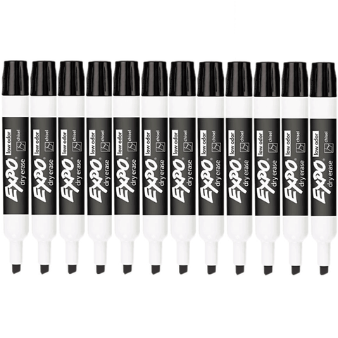Expo Whiteboard Marker Chisel Tip Black Box 12