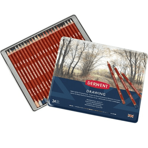Derwent Drawing Professional Coloured Pencils Tin Set (24-Pack)