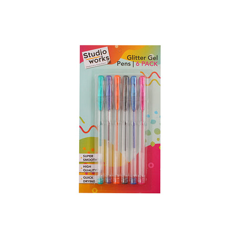 Studio Works Glitter Gel Pens Assorted 21x11.6x1.5cm [6-Pieces]