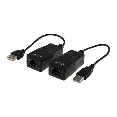 Doss USB Extension Over CAT5 Hub Extender Adapter For Webcam/TV Black 100M