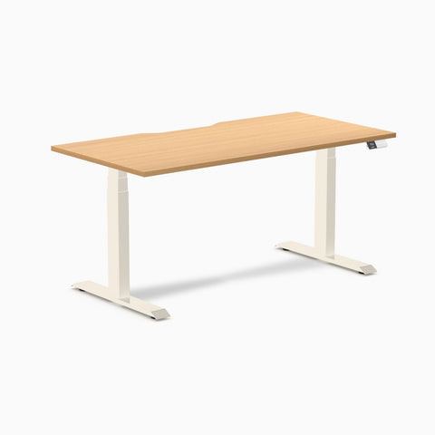 Desky Dual Scalloped Melamine Sit Stand Desk - Select Beech / 1500x750mm / Wheat