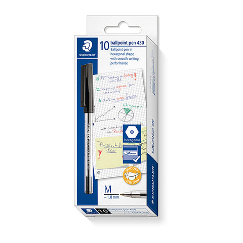 Staedtler Ballpoint 430 Medium (Black) [Box 10]