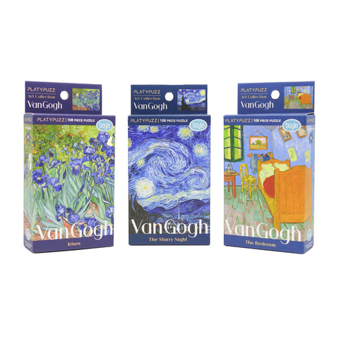 Platypuzz 3pc Jigsaw Puzzle Van Gough Art Set 108 Pieces Each