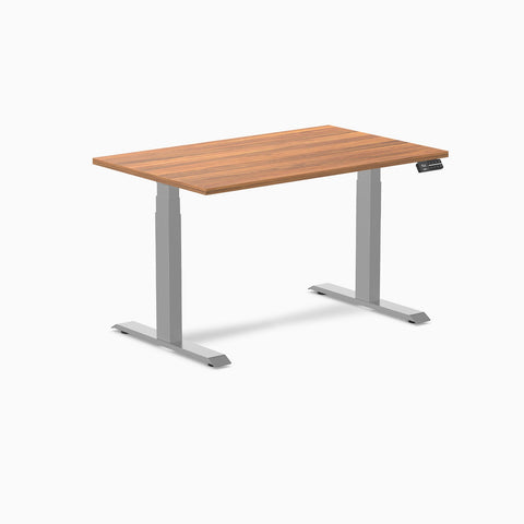 Desky Dual Melamine Sit Stand Desk 120cm Prime Oak Desktop and Grey Frame