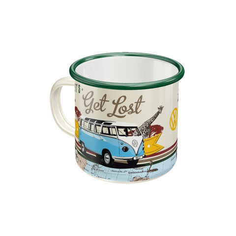Nostalgic-Art Enamel Coffee Mug VW Bulli Let's Get Lost Travel Theme 8x8cm