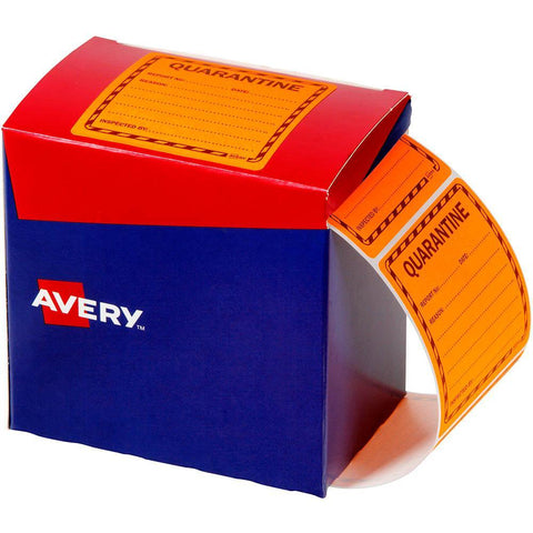 Avery 932621 Message Label Quarantine 75x74.2mm (Fluoro Orange) [Pack 1000]