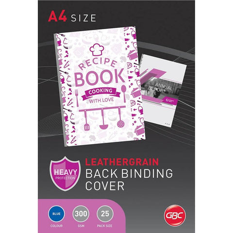 GBC Leathergrain 300GSM A4 Binding Covers (Blue) [Pack of 25]