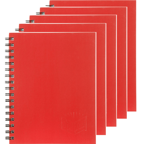Spirax 512 Notebook 5 Pack 200 Page 7mm Ruled Hard Cover Spiral Bound A4 (Red)
