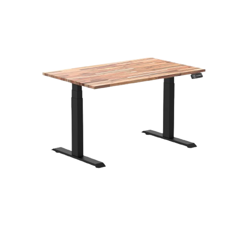 Desky Dual Hardwood Sit Stand Desk 120cm Acacia Desktop and Grey Frame
