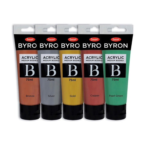 Jasart 5pc Byron 75ml Acrylic Paint Tube Set Medium-Bodied Art Painting Metallic