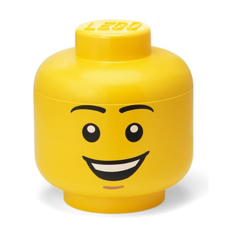 Lego Storage Head Small Happy Face Yellow 18cm Compact Toy Organiser