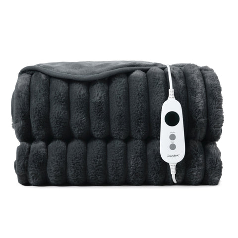 Dreamaker Cirra Chunky Embossed Fleece Heated Throw [180x200cm] (Charcoal)